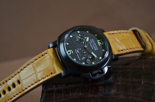 PULSERA RELOJ CAMEL MARRÓN I AUTÉNTICO COCODRILO ESCALA CUADRADA PARA PANERAI ETC MA CORREA - Imagen 8 de 12