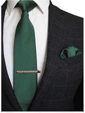 Ties Sets for Men Men's Tie Pocket Square Hankerchief Mens All Dark Green