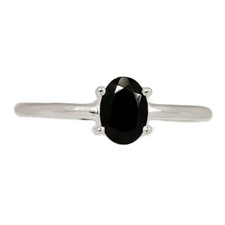 Faceted Black Onyx - Brazil 925 Sterling Silver Ring Jewelry s.8 CR67848