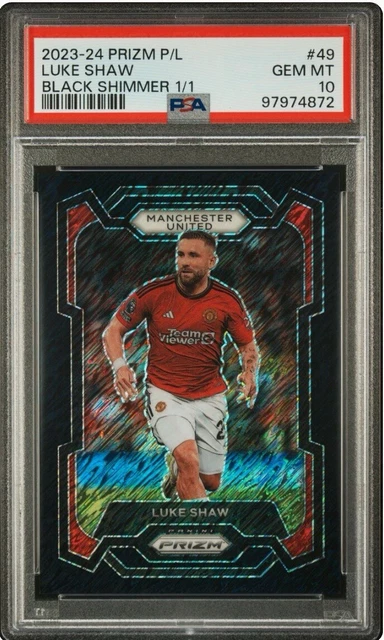 2023-24 Panini Prizm EPL Luke Shaw Black Shimmer 1/1