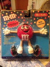 Radio Shack Exclusive M M's Red Mini Radio w Headphones Retired Brand New Sealed