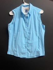 Magellan Sz M Men's Button Up Fishing/Hiking Shirt Short Sleeved Teal Blue