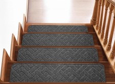 Non-Slip Stair Treads for Wooden Steps Indoor 4 Pack 8" X 30" Dark Grey