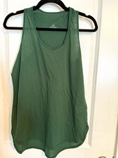 LIGIG Women's Solid Green Scoop Neck Sleeveless Lightweight Tank Pullover L
