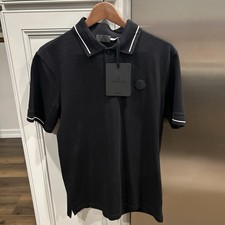 Moncler Men's Black Short Sleeve Polo Shirt M Logo Button K10918A00008