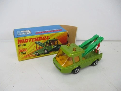 Matchbox Lesney Superfast SF74 Toe Joe- lime, green booms, UNPAINTED BASE, boxed