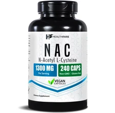 Healthfare N-Acetyl L-Cysteine (NAC) 1300mg | 240 Capsules Max Strength Veg Caps