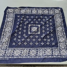 True Vintage Indigo Blue Western 1960  s Bandana Fast Color 100 Cotton RN 13962