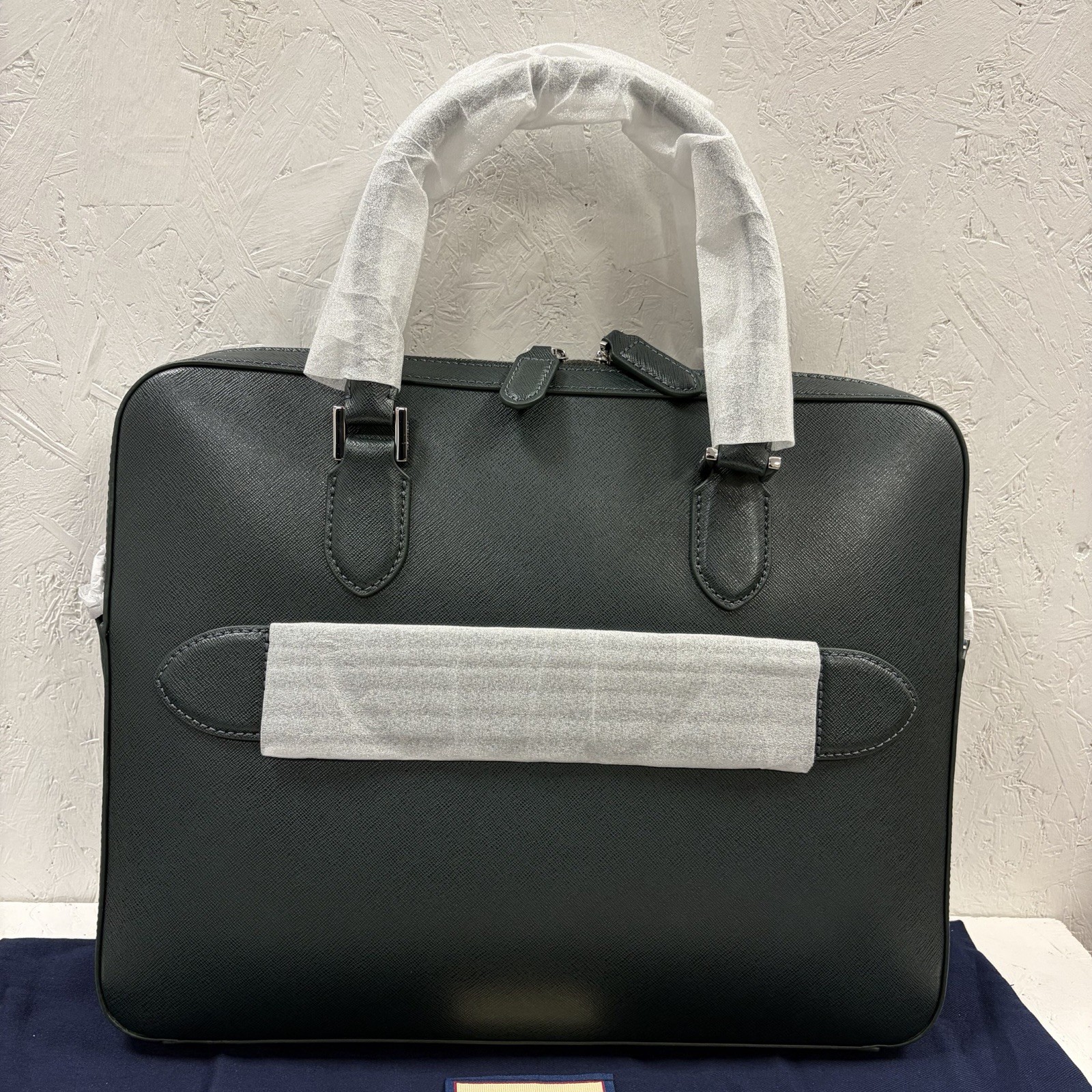 Aspinal of London Slim Leather Briefcase Forest Green image 4