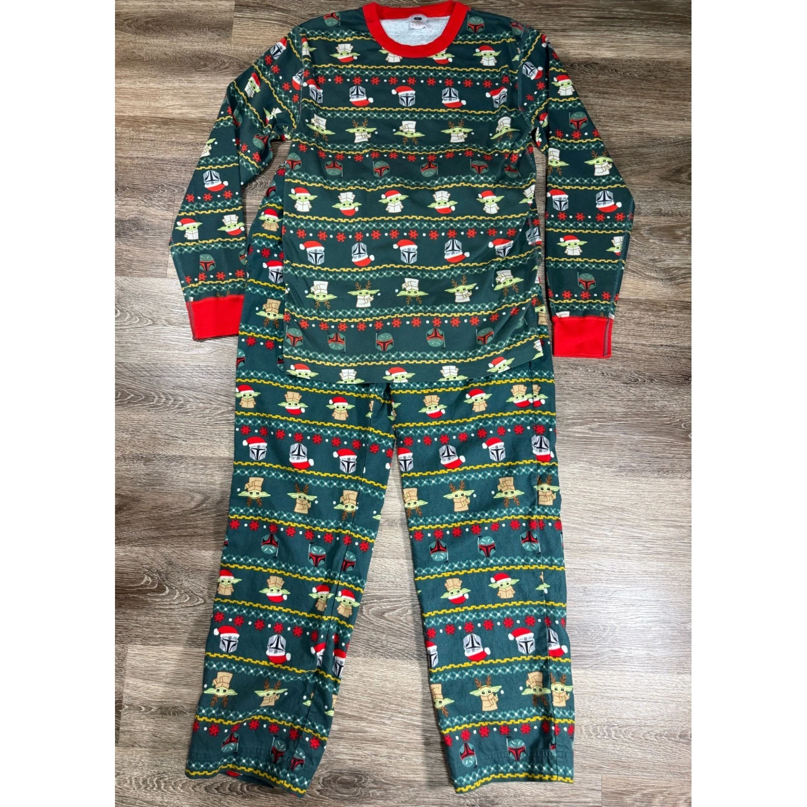 Hanna Andersson Star Wars Mandalorian Long John Pajamas Set Mens S Grogu Green
