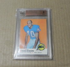 1969 Topps Dick Anderson Rookie Football Card #59 BVG Graded 8 NM-MT Dolphins. rookie card picture