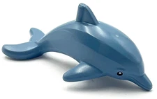Lego New  Sand Blue Dolphin Jumping Bottom Axle Holder Black Eyes Ocean Animal