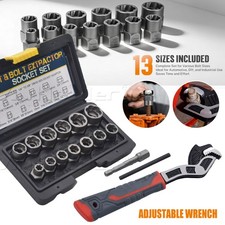 Impact Screw Removal 14PCS Bolt Nut Extractor Twist Socket Set & Locking Wrench
