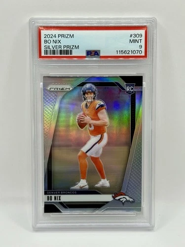 2024 Panini Prizm - Rookies Bo Nix #309 True Silver Prizm (RC) PSA 9! 🔥🐴📈