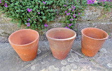 3 Vintage Clay Terracotta Hand Thrown hand made Plant Pots pot 8cm - 9cm