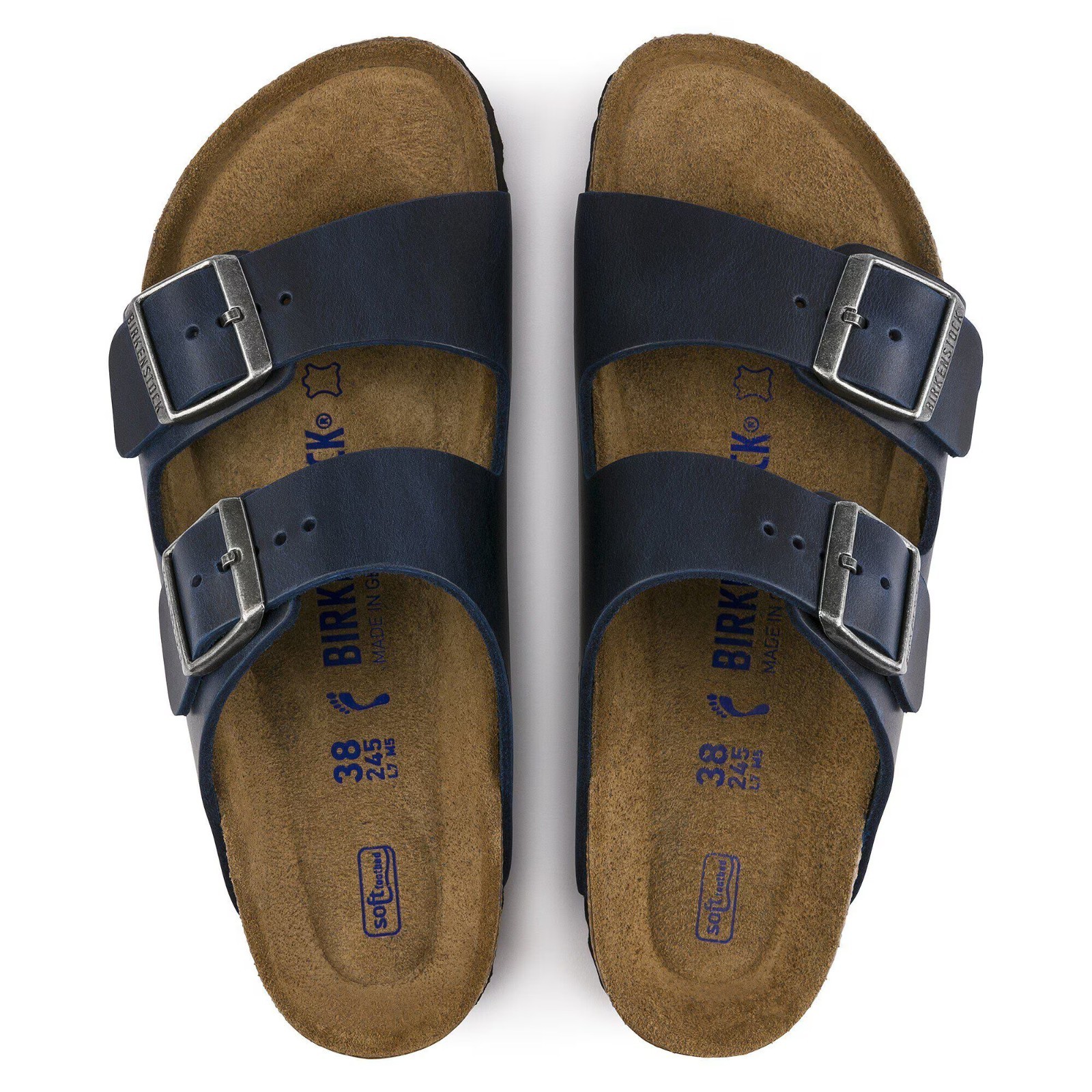Birkenstock Arizona Soft Footbed Oiled Leather Sandals - Blue