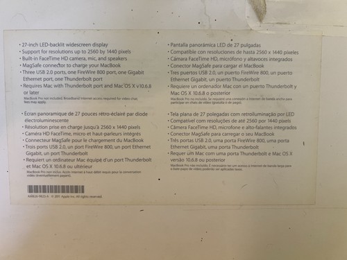 Apple 27” Thunderbolt Display A1407 New In Box Never Used - 第 3/5 張圖片