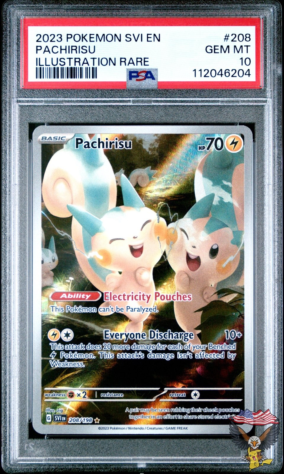 Pachirisu 208 Illustration Rare Svi En-Scarlet & Violet Pokemon PSA 10