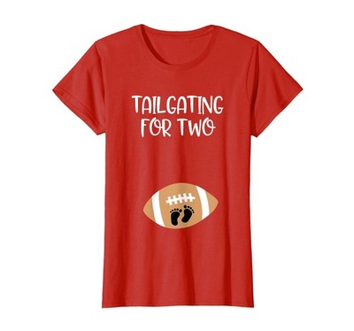 Tailgating for Two Football Game Day Pregnant Expecting Mom T-Shirt, Women, R...