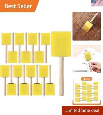 Bates 16-Pack 2-Inch Foam Brushes - Durable Yellow Sponge Brushes for Staining