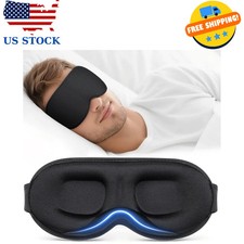 3D Contoured Sleep Mask 100 Blackout Eye Cover for Side Sleepers Travel Black