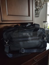 Versace Parfums Duffle Dark Blue Backpack Gym Weekender Travel Duffle Bag NEW