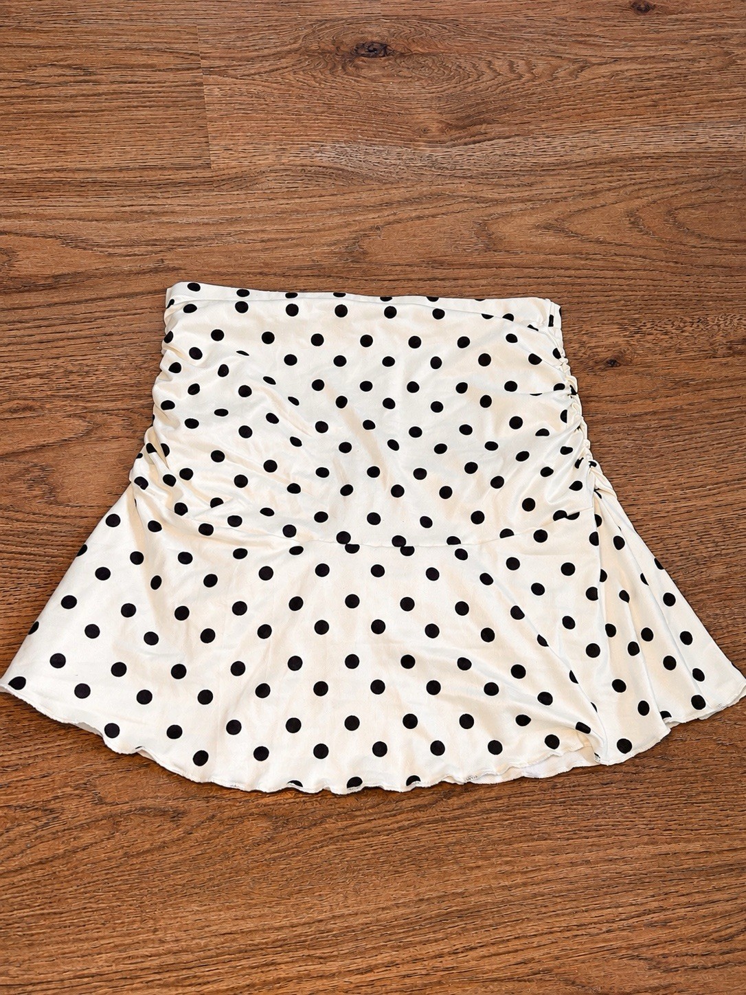 Oh Polly Women's XS White/Black Polka Dot Mini Skirt, Short Length, Regular
