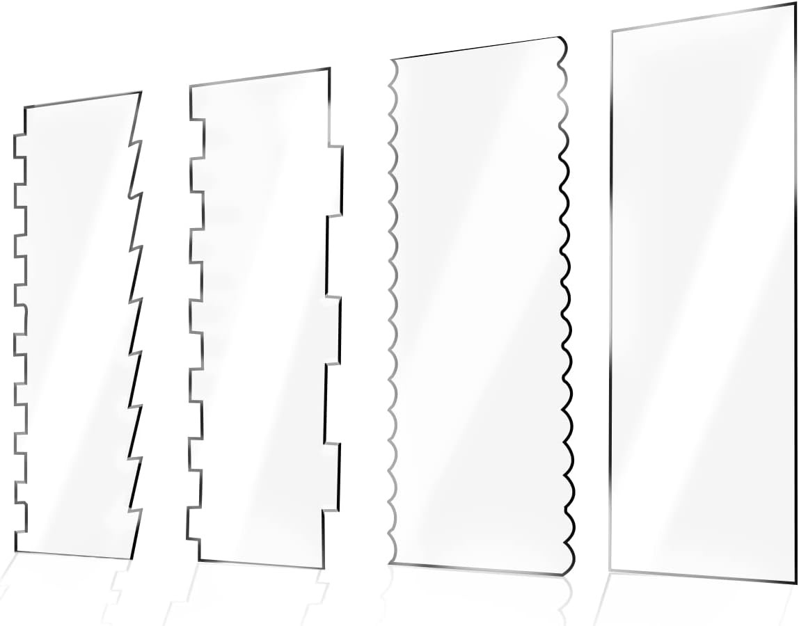 4 Pieces Large Clear Acrylic Cake Scraper Set Cakes Smoother Scraper Cake Stripe