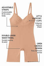 Women s Shapewear Bodysuit Compression Tummy Control Open Crotch L/XL-3XL