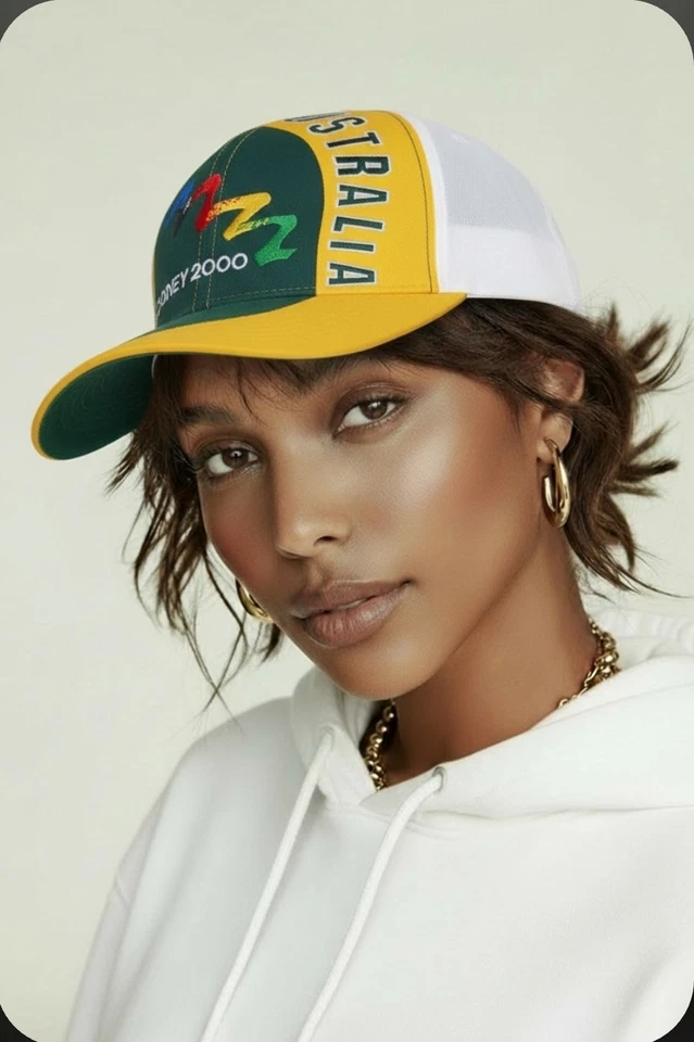 De colección Y2K 2000 Sydney Juegos Olímpicos de Verano Equipo Oficial Australia Correa Gorra Sombrero Foto 2 de 4