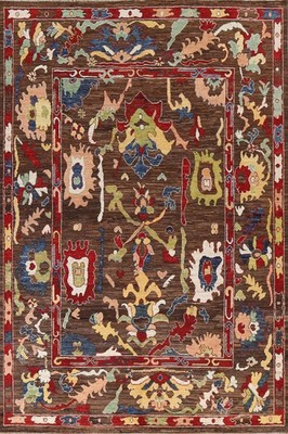 Brown Ziegler Wool Area Rug 8x10 Vegetable Dye Hand-made Living Room Carpet