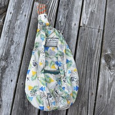 KAVU Rope Sling Bag Backpack Multicolor Geometric Palm Print Outdoor Travel