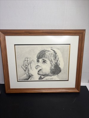 Curtis Woody  Signed Art Print Small Hands Large Heart 1980 Lithograph AP Framed