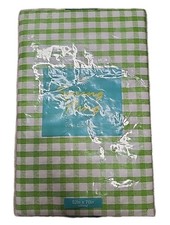 New Spring Fling Gingham Vinyl Tablecloth 52x70 Oblong Green White