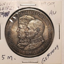 1909 German States Saxony-Albertine 5 Mark Coin KM# 1269 No reserve