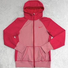 Nike Therma-Fit Fleece Hoodie Women's S Pink Coral Full Zip Athletic Jacket READ
