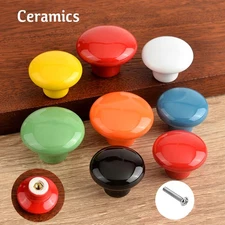 Round Ceramic Door Knobs Drawer Cabinet Cupboard Furniture Kitchen Pull Handle