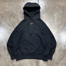 Nike Hoodie Womens S Black Sweatshirt Center Swoosh Oversized Baggy Boxy Fleece