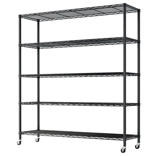 Heavy Duty Metal Storage Shelf with Wheels Adjustable Commercial Wire Rack