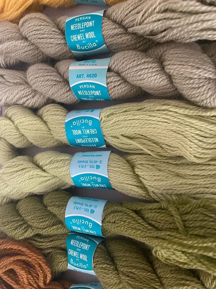 Lot Of 12 Vintage Bucilla Needlepoint And Crewel  Wool 40 Yds 3 Ply Fall Colors - Image 2 of 2