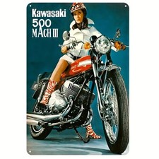 Blechschild Kawasaki 500 Mach3 Motorrad Werbeschild Vintage Retro TEL1102