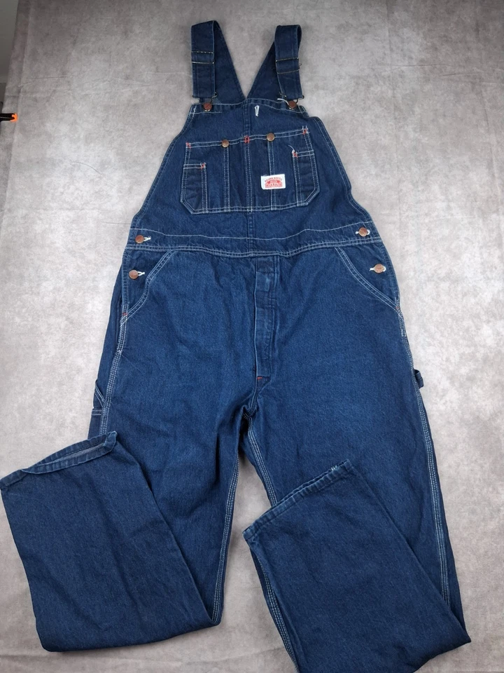 Mono con tirantes vintage redondo para hombre 36x30 carpintero granjero ropa de trabajo hecho en EE. UU.  Foto 3 de 4