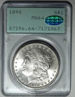 PCGS 1890 Morgan Dollar MS64 Rattler and CAC