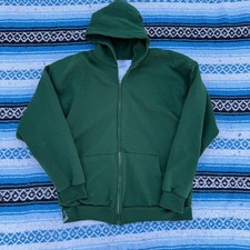 Vintage 90's Pluma Blank Green Thermal Lined Zip Up Hoodie Sweatshirt Sz 2XL XXL