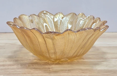 Vintage Indiana Glass Carnival Glass Marigold Sunflower Bowl 7"