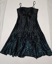 Ted Baker Dress Black And Turquoise Spotty Size 3 UK Size 12 100% Silk