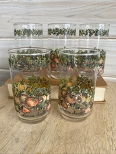 5 Libbey Corning Bonne Sante Spice of Life Tumbler Drinking Glasses