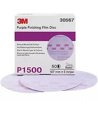 3M 30567 Hookit P1500 Purple Finishing Film Abrasive Disc 260L, 5 in Paint NEW