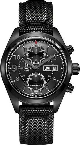 Hamilton Khaki Field Auto Chrono 42mm Black Dial Day-Date Men's Watch New