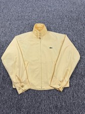 Izod Lacoste Jacket Men Medium Yellow Full Zip Lightweight Harrington Bomber Vtg